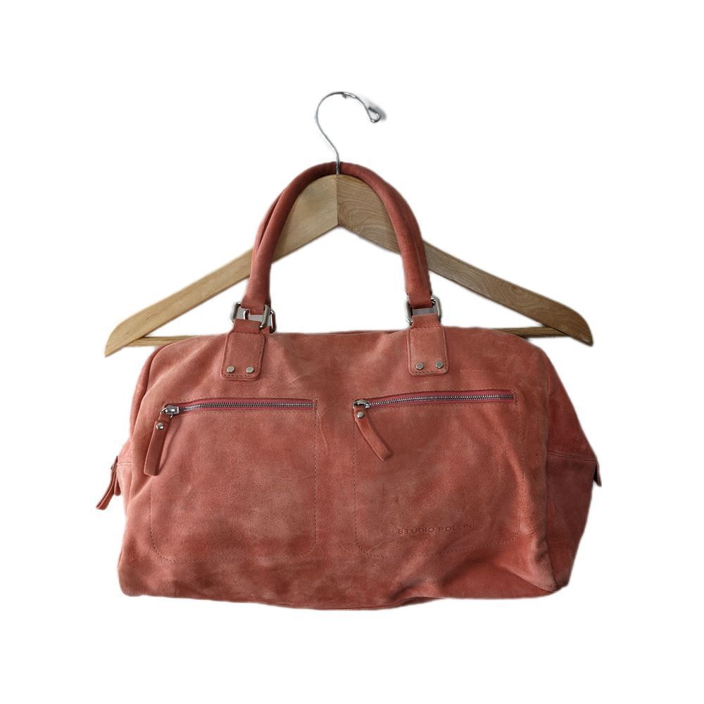 Vintage Studio Pollini Salmon Pink Suede Handbag Medium Large